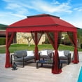 thumbnail image 1 of INTER HUT 11x11 Outdoor Pop up Gazebo Tent with Mesh Walls for Patio, Lawn, Backyard and Deck, Red, 1 of 9