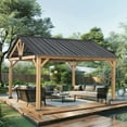 thumbnail image 1 of INTER HUT 13x11 Outdoor Hardtop Wood Gazebo Cedar Framed Permanent Pavilion, 1 of 7