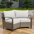 thumbnail image 1 of INTER HUT Vista Oasis 2-Piece Brown Wicker Outdoor Patio Conversation Set Armchairs Beige Cushion for Deck Porch Garden Backyard, 1 of 9