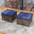 thumbnail image 1 of INTER HUT Canyon Ridge 2PCS Patio Rattan Cushioned Ottoman, Outdoor Wicker Ottomans Footrests for Front Porch, Balcony, Backyard, Yard Deck, Blue, 1 of 8