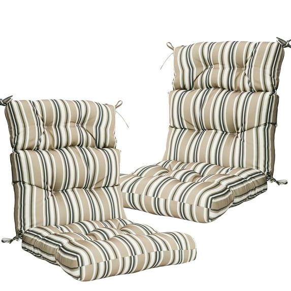 INTER HUT 46 x 22 in Patio High Back Cushions (Set of 2), Adirondack Rocking Chair Cushions Rocking Chair Cushion with Ties, Light Blue