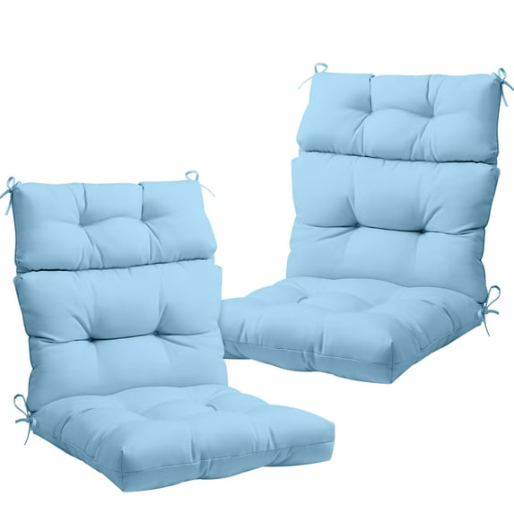 INTER HUT 46 x 22 in Patio High Back Cushions (Set of 2), Adirondack Rocking Chair Cushions Rocking Chair Cushion with Ties, Light Blue