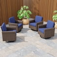thumbnail image 1 of INTER HUT 4PCS Outdoor Patio Wicker Swivel Rocking Chairs with Cushions, Rattan Swivel Conversation Furniture for Porch, Backyard, Deck, Poolside, Garden, Blue, 1 of 8