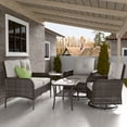 thumbnail image 1 of INTER HUT 5 Pieces Patio Furniture Set, Outdoor Rattan Chair Wicker Conversation Sets with Cushions and Glass Coffee Table, 1 of 9