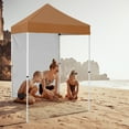 thumbnail image 1 of INTER HUT 5x5 Outdoor Pop up Canopy Gazebo with One Removable Sidewall, Instant Easy Set up Outdoor Canopy Commercial Sun Shelter with Carry Bag, Khaki, 1 of 10