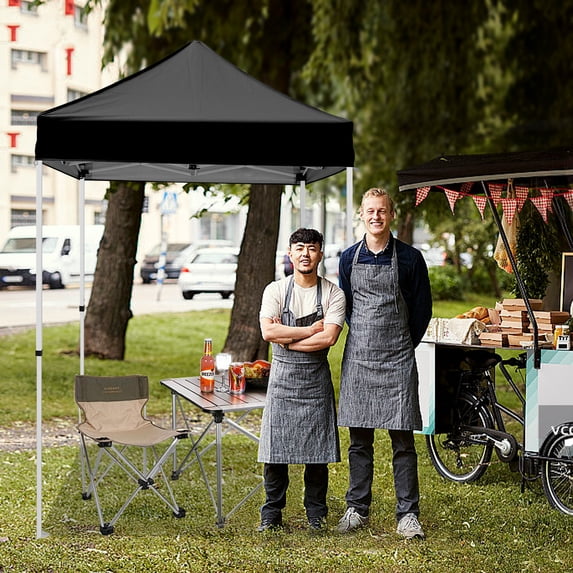 INTER HUT 5x5 Outdoor Pop up Canopy Gazebo, Instant Easy Set up Outdoor Canopy Commercial Fair Shelter, Black