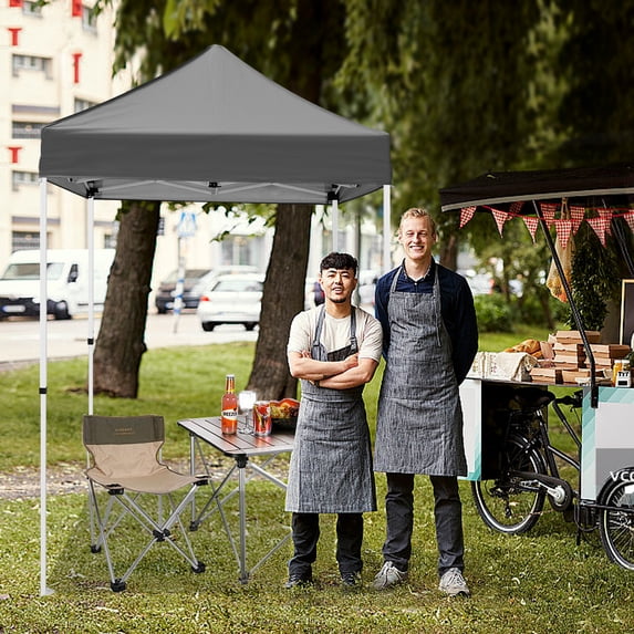 INTER HUT 5x5 Outdoor Pop up Canopy Gazebo, Instant Easy Set up Outdoor Canopy Commercial Fair Shelter, Gray