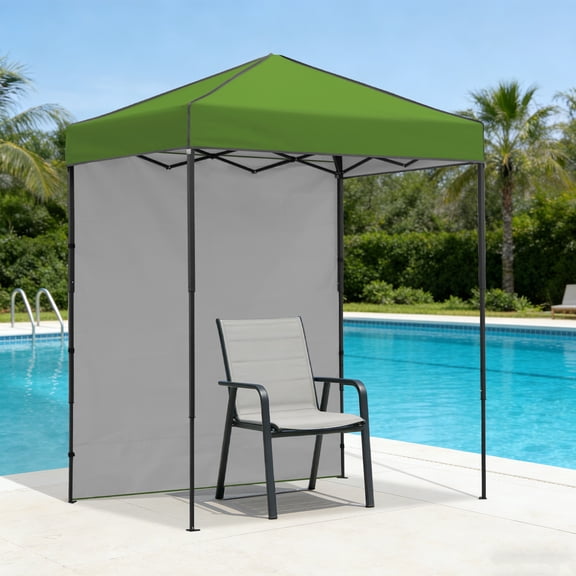 INTER HUT 6x4 Pop-up Canopy Tent with 1 Sidewall, Portable Instant Sun Shelter, Carry Bag and Adjustable Height, Glass Green