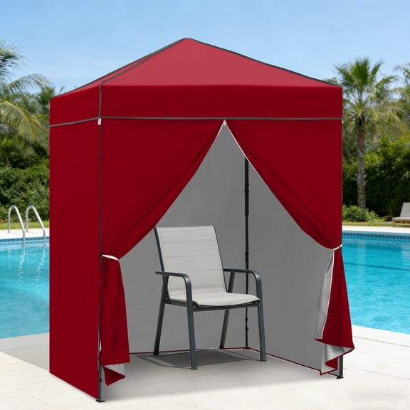 INTER HUT 6x4 Pop-up Canopy Tent with 4 Sidewall, Portable Instant Sun Shelter, Carry Bag and Adjustable Height,