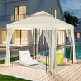 thumbnail image 1 of INTER HUT 8x8 Metal Patio Double Soft Roof Gazebo Outdoor Canopy Tent with Netting, Ceiling Hook, Shelves, 1 of 8