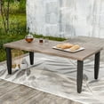 thumbnail image 1 of INTER HUT Modern Outdoor Coffee Table for Patio with Wood Grain Top, Stylish Patio Rectangle Table, 1 of 9