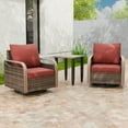 thumbnail image 1 of INTER HUT Modern Wicker Bistro Table and Chairs, Outdoor Bistro Set, Rattan Outdoor Swivel Rocking Chair for Patio, Wicker Patio Chairs & Table, 3 Piece Set, Brown/Red, 1 of 9