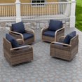 thumbnail image 1 of INTER HUT Modern Wicker Outdoor Swivel Rocking Chair, Rattan Glider Rcoker Chairs Patio Furniture, 4 Chairs, Brown/Blue, 1 of 8