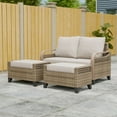 thumbnail image 1 of INTER HUT Modern Wicker Patio Furniture Set, Rattan Outdoor Conversation Set with Comfortable Cushions, 1 loveseat sofa and 2 Ottomans, Brown/Beige, 1 of 8