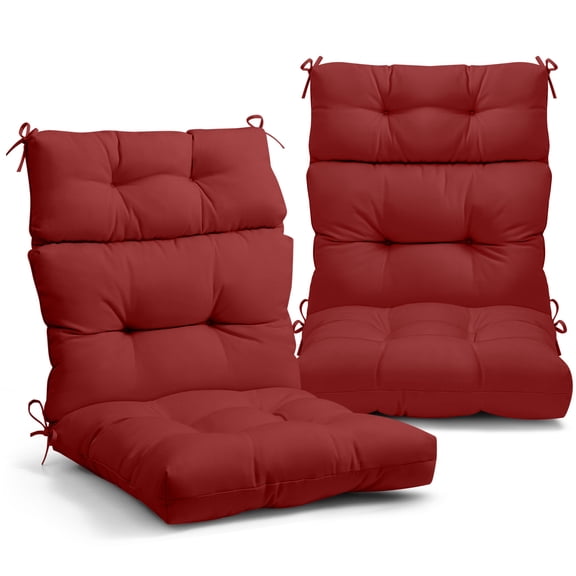 INTER HUT Outdoor Adirondack & Rocking Thickened Chair Cushions, 49x20x5 in Tufted Patio Chair Cushions, Set of 2, Red