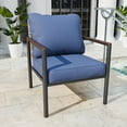 thumbnail image 1 of INTER HUT Outdoor Wicker Patio Club Chair, Steel Framed Wicker Chair, Rattan Sofa with Cushions for Balcony, Garden, Yard, Blue, 1 of 9