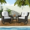 thumbnail image 1 of INTER HUT Stone Creek Outdoor Rocking Chair Wicker Bistro Set w/Cushions & Table, Beige, 1 of 8
