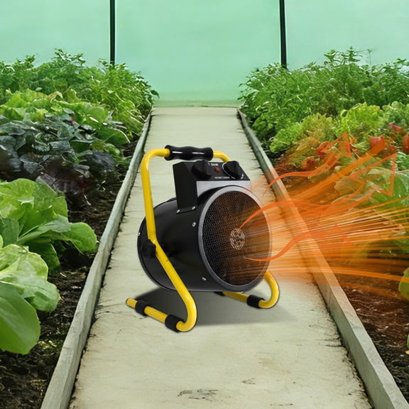 INTER HUT Portable Greenhouse Heater, Overheat Protection, 1500W Radiant Electric Heater with Digital Thermostat, IPX4 Water Resistant, 1 Pack, Black