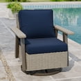 thumbnail image 1 of INTER HUT Serenity Retreat 360° Swivel Rocker Patio Chair, Outdoor Rattan Swivel Chair with Cushions, Beige/Dark Blue, 1 of 9