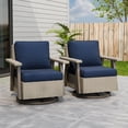 thumbnail image 1 of INTER HUT Serenity Retreat 360° Swivel Rocker Patio Chair, Outdoor Rattan Swivel Chair with Cushions, Set of 2, Beige/Dark Blue, 1 of 9