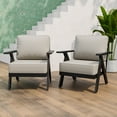 thumbnail image 1 of INTER HUT Urban Anvil 2 Pieces Patio Furniture Outdoor Metal Armchairs, All-Weather Patio Accent Chairs with Cushions, Black/Beige, 1 of 9