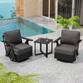 thumbnail image 1 of INTER HUT Urban Anvil Metal 3 PCS Outdoor Bistro Set, Bistro Table and Swivel Chairs Set for 2, Black/Gray, 1 of 10