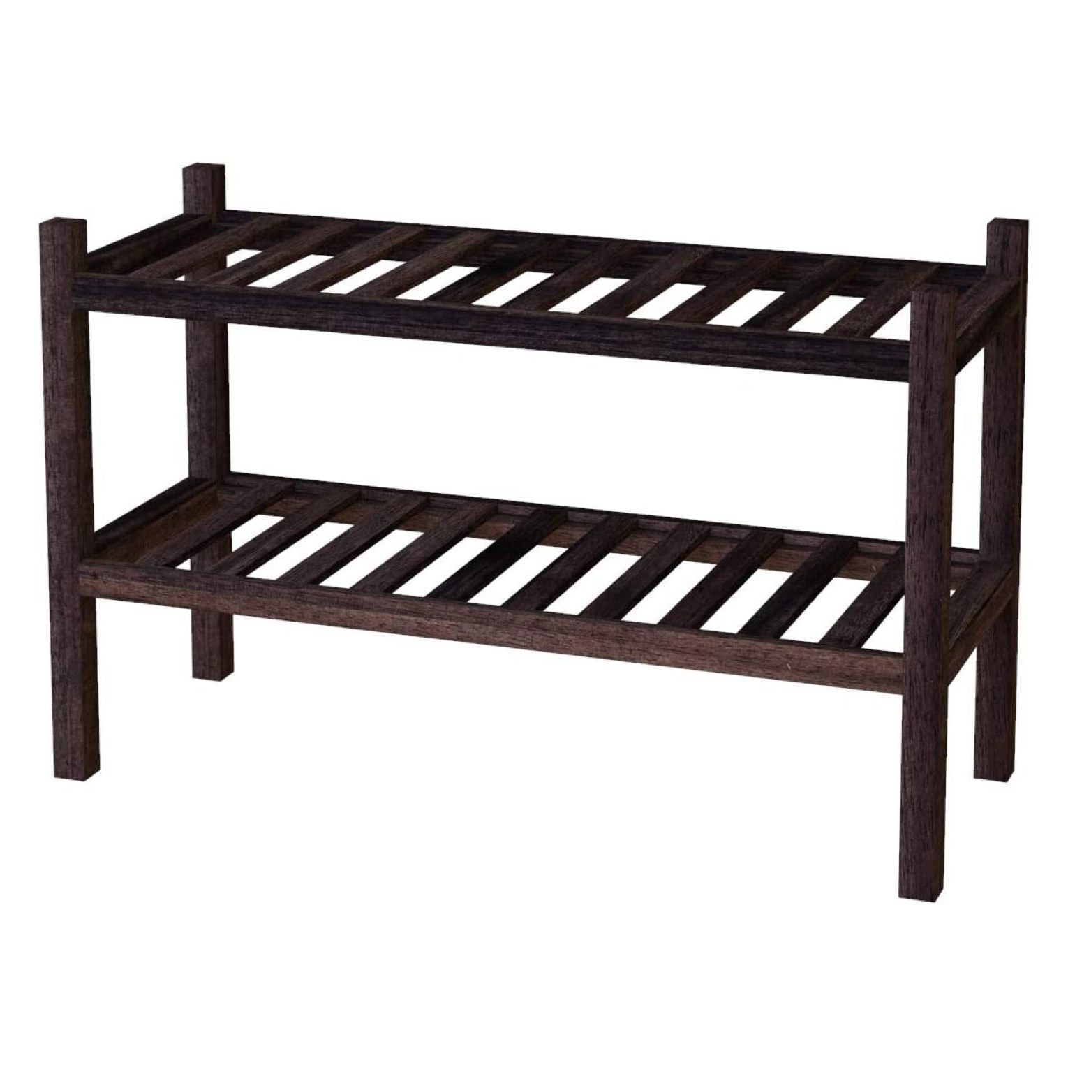 INTERBUILD Acacia Solid Wood Shoe Storage Organizer 2Tier Stackable