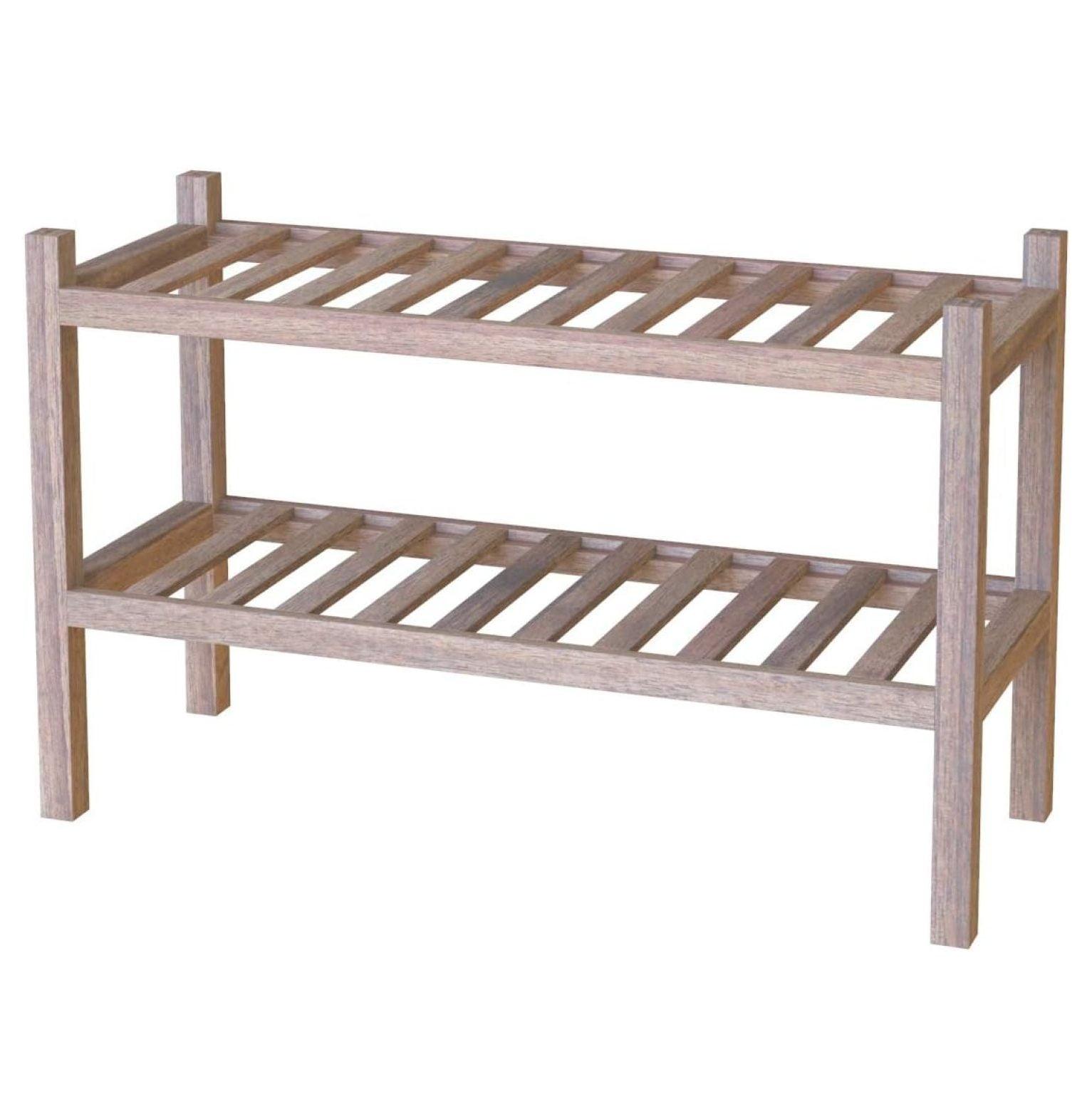 INTERBUILD Acacia Solid Wood Shoe Storage Organizer 2Tier Stackable