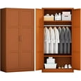thumbnail image 1 of INTERGREAT Metal Armoire Wardrobe Closet with Doors, 72'' Wardrobe Cabinet with Hanging Rod, Armoire with Shelves, Tall Clothing Storage Cabinet for Bedroom, Brown, 1 of 17