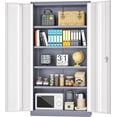 thumbnail image 1 of INTERGREAT Metal Garage Storage Cabinet, Black Lockable File Cabinet with 2 Doors and 4 Adjustable Shelves, Tall Steel Tool Cabinets for Office, Home, Garage, School, Gym, 1 of 17