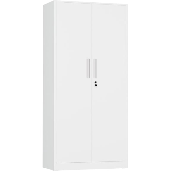 INTERGREAT Metal Storage Cabinet, 72" H Lockable Steel Cabinets with Locking Doors, Storage Locker with Adjustable Shelves for Office, Home, Garage, Gym, School (White)