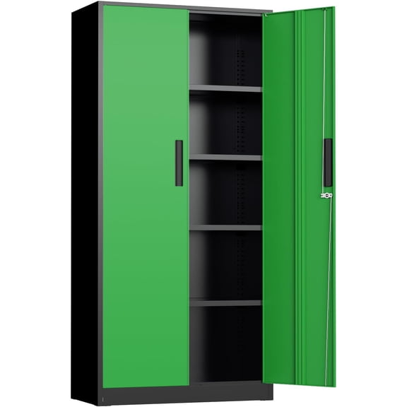 INTERGREAT Metal Storage Cabinet, 72" Locking Storage Cabinets with Doors and 4 Shelves, Tall Tool Storage Cabinet for Garage, Steel Lockable Cabinet for Home Office
