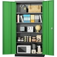 thumbnail image 1 of INTERGREAT Metal Storage Cabinet, 72" Locking Storage Cabinets with Doors and 4 Shelves, Tall Tool Storage for Garage, Steel Lockable Cabinet Metal Locker for Home Office, Black Green, 1 of 9