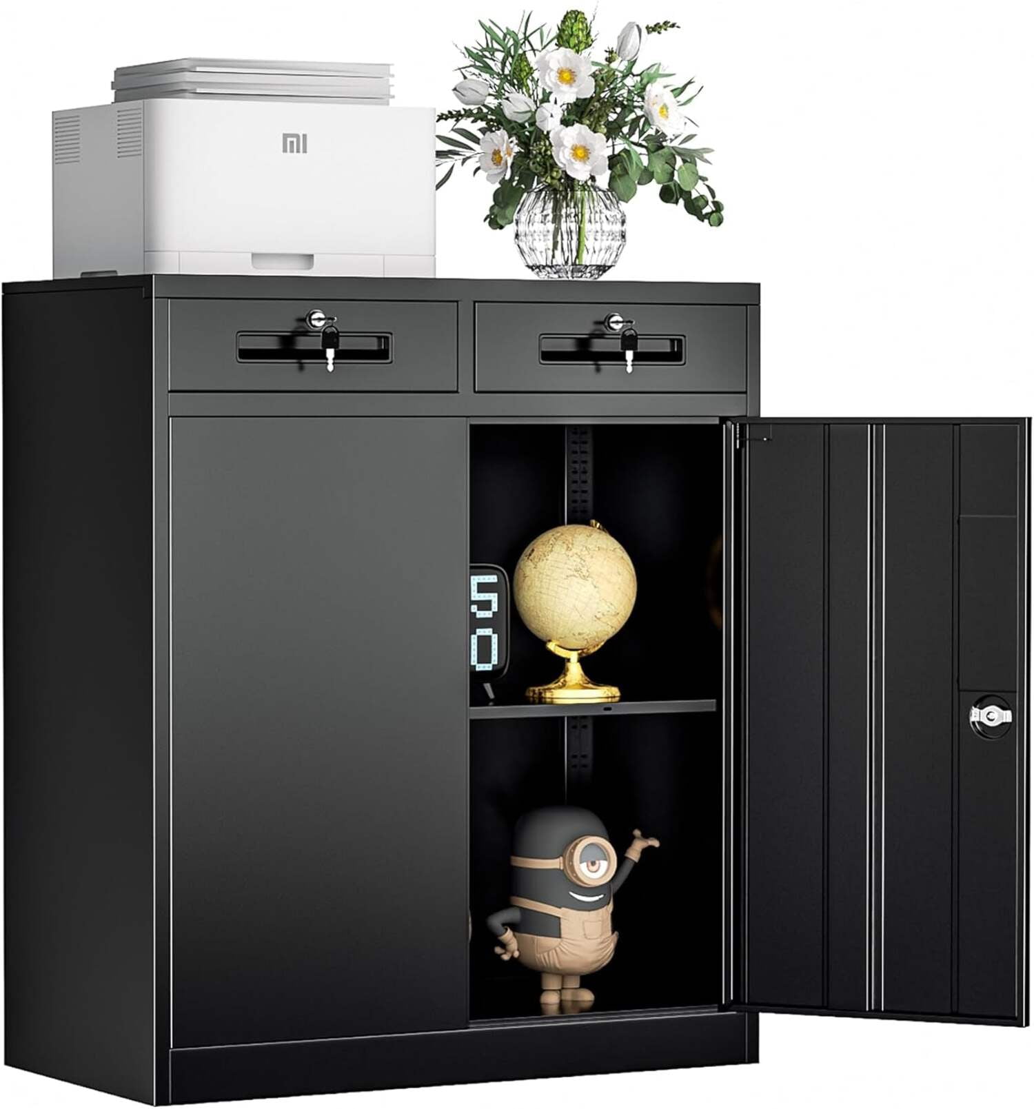 INTERGREAT Metal Storage with Locking Doors, Lockable