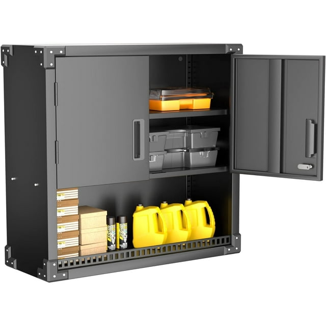 INTERGREAT Metal Wall Storage with Locking Door and Adjustable