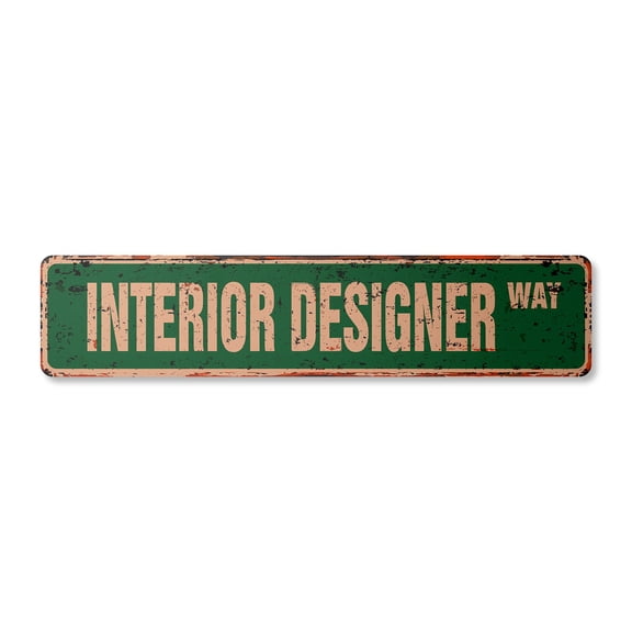 INTERIOR DESIGNER Vintage Plastic Street Sign novelty decorator ASID furniture stylist | Indoor/Outdoor |  18" Wide