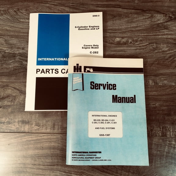INTERNATIONAL 403 HILLSIDE COMBINES ENGINE C-282 6 CYL. SERVICE PARTS MANUAL SET