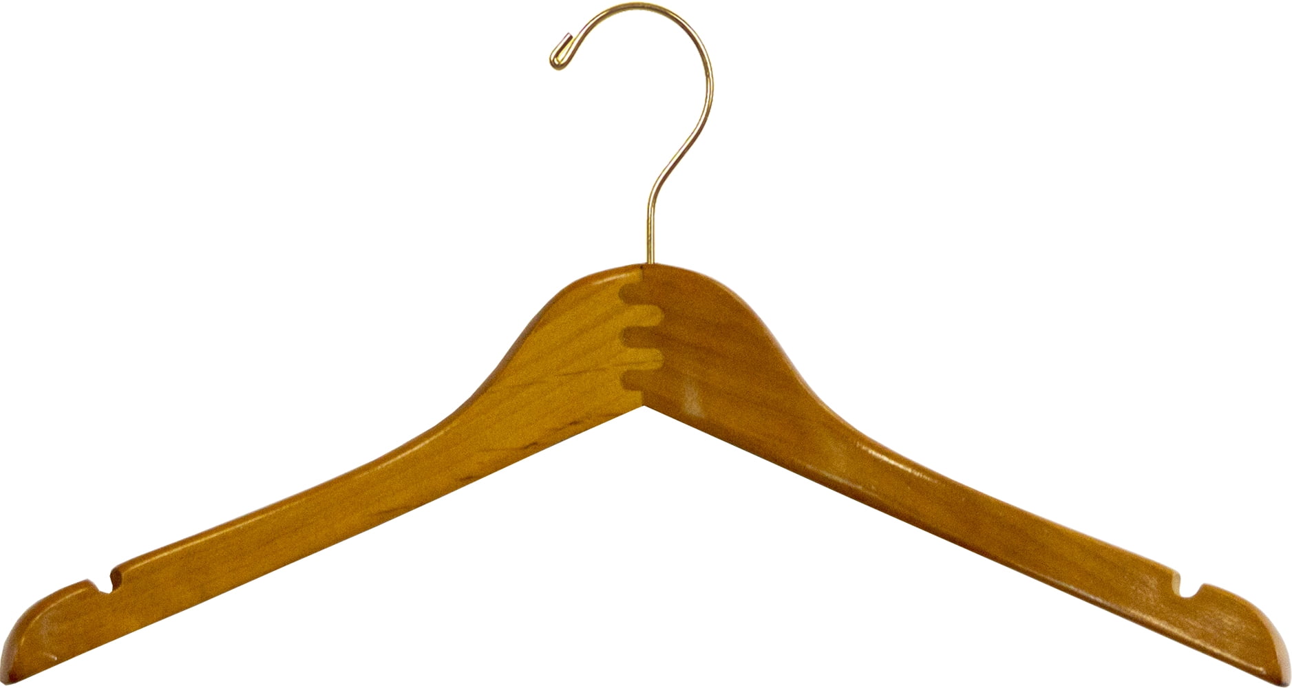INTERNATIONAL HANGER 15 inch Contoured Petite Honey Wood Top, 50 Pack