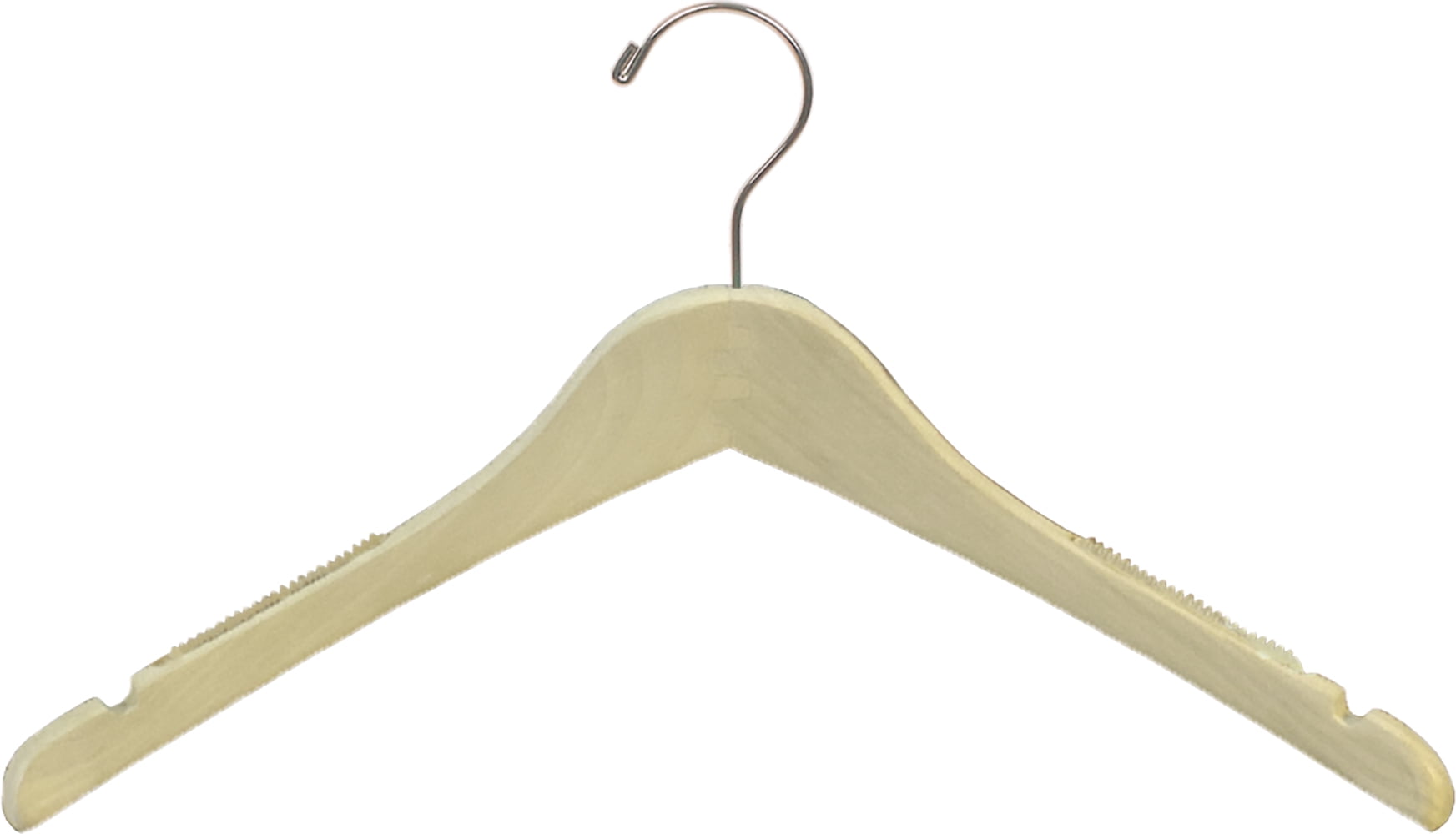 Natural Hardwood Non-Slip Petite Hangers with Chrome Hook, Set of 50