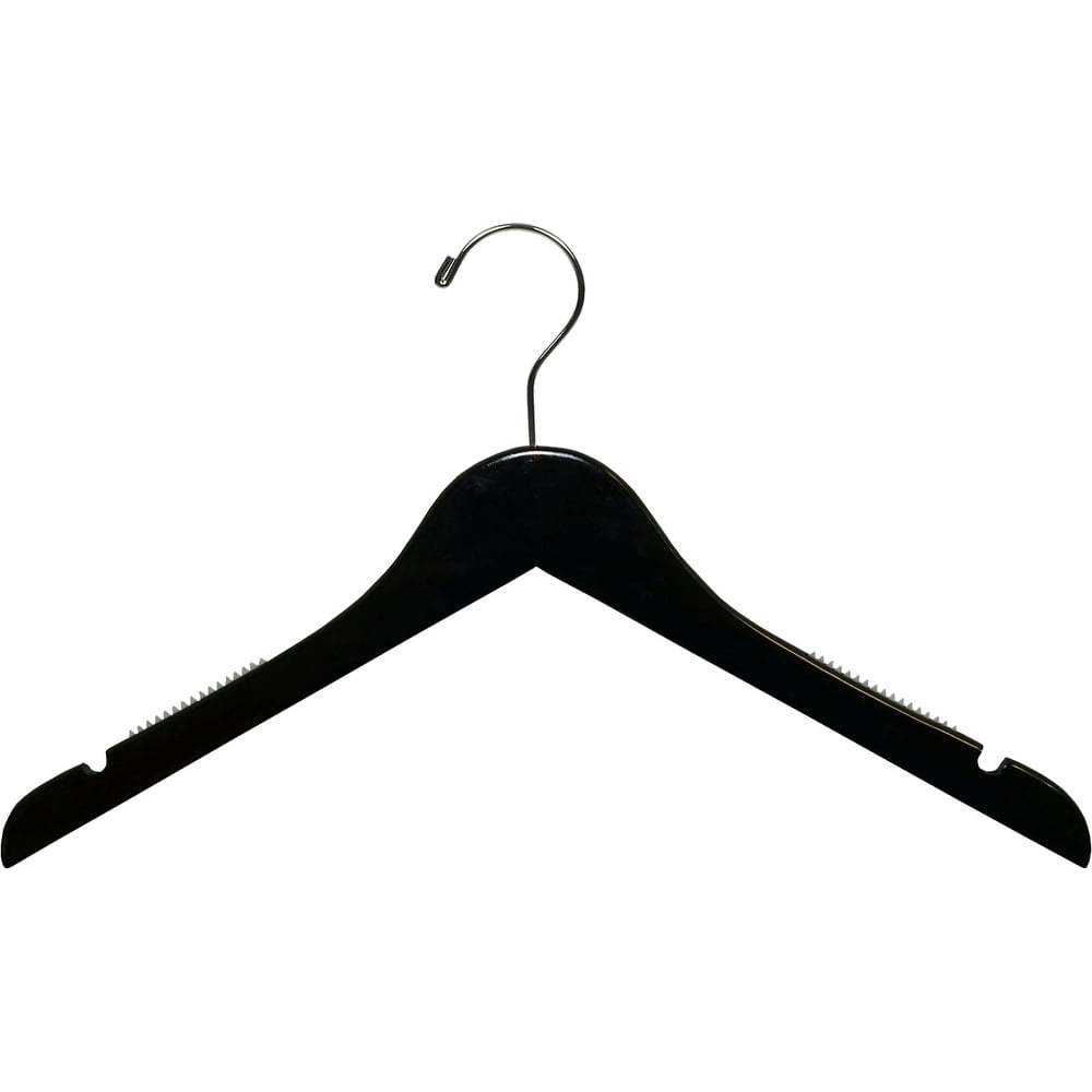 INTERNATIONAL HANGER 15 inch White Wood Top Hanger with Non-Slip Shoulder Grips, 100