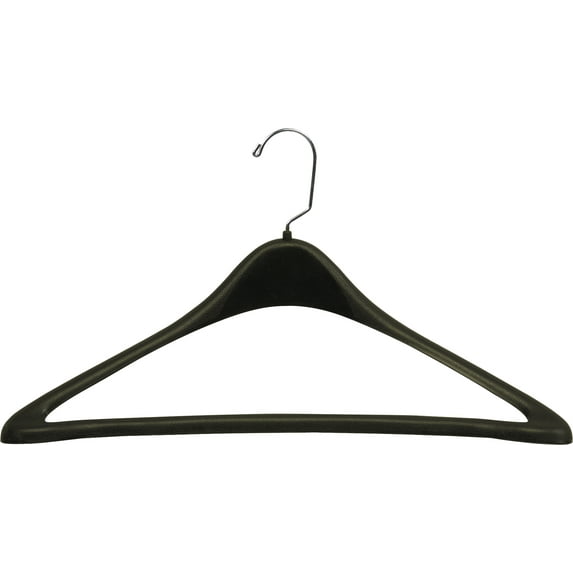 INTERNATIONAL HANGER 19 inch Heavy-Duty 1/2 inch Wide Contour Black Plastic Suit Hanger, 25 Pack