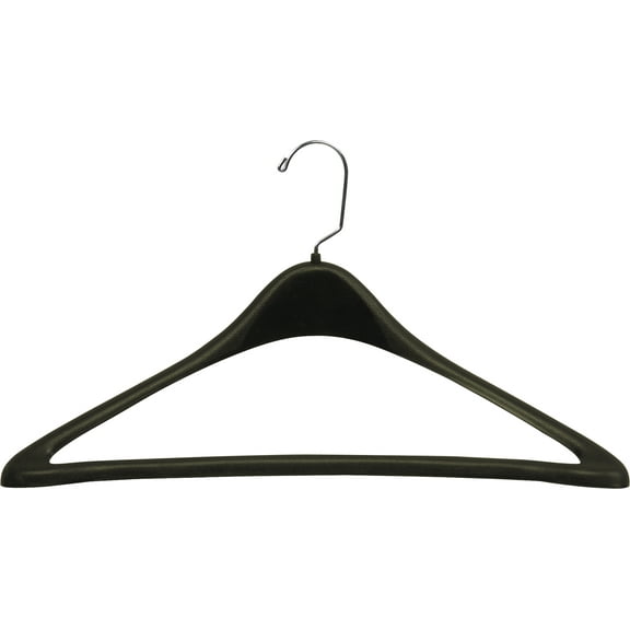INTERNATIONAL HANGER 19 inch Heavy-Duty 1/2 inch Wide Contour Black Plastic Suit Hanger, 25 Pack