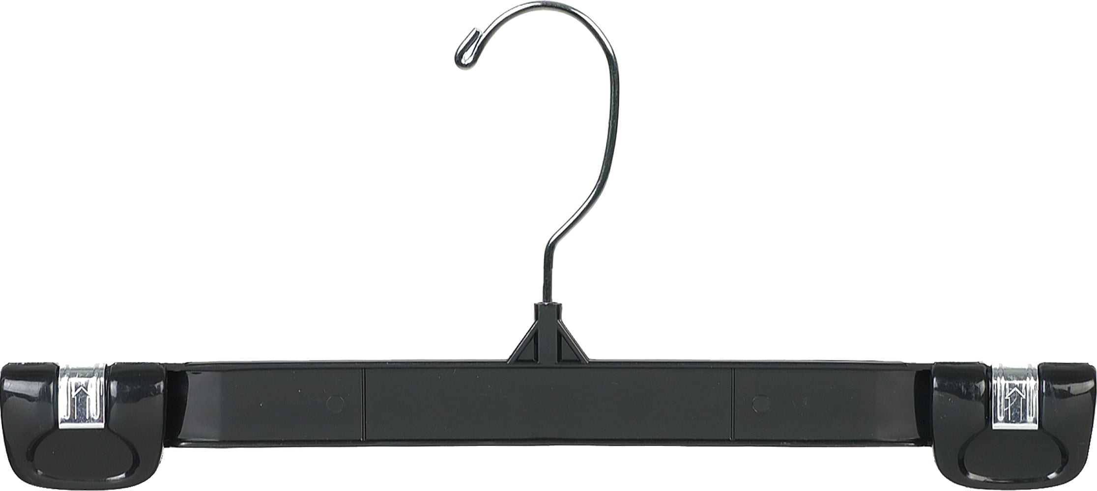 INTERNATIONAL HANGER Black Plastic Bottom Hanger with Pinch Grips, 50 Pack