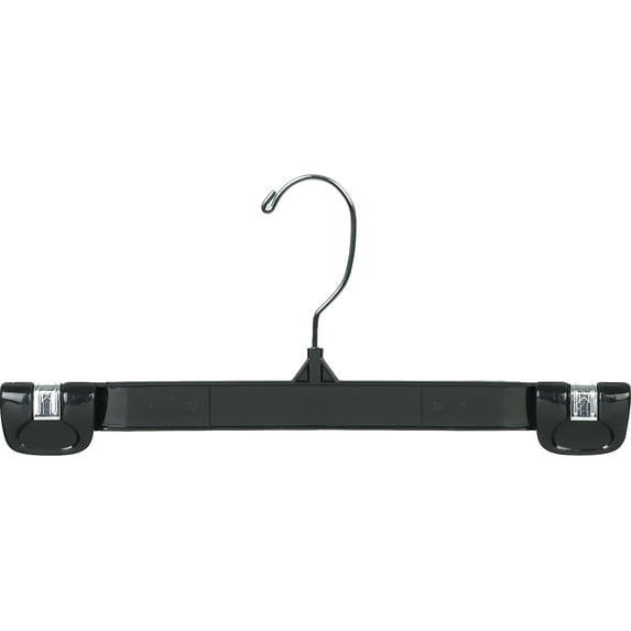INTERNATIONAL HANGER Black Plastic Bottom Hanger with Pinch Grips, 50 Pack