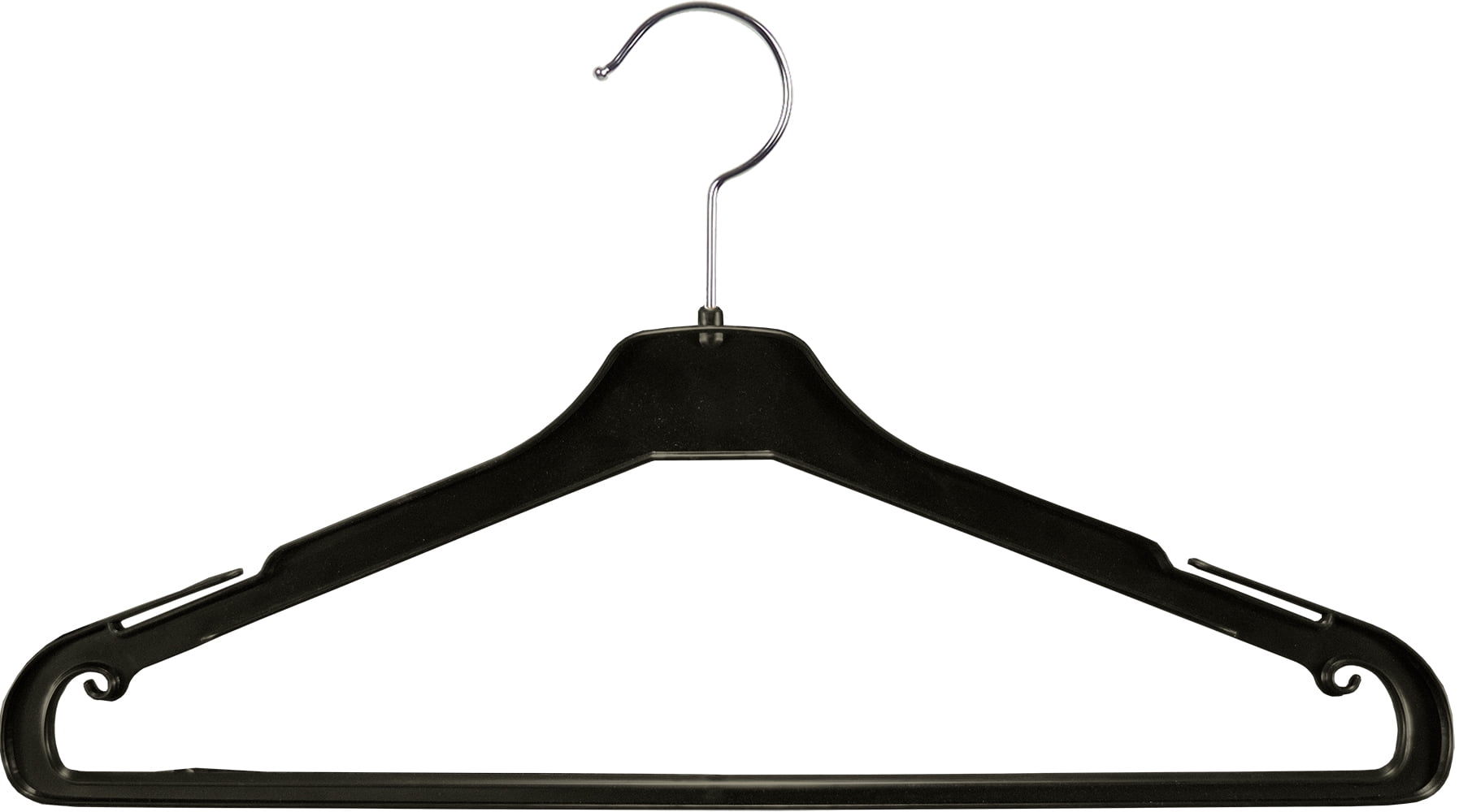 International Hanger Matte Black Plastic Suit Hanger W/ Locking