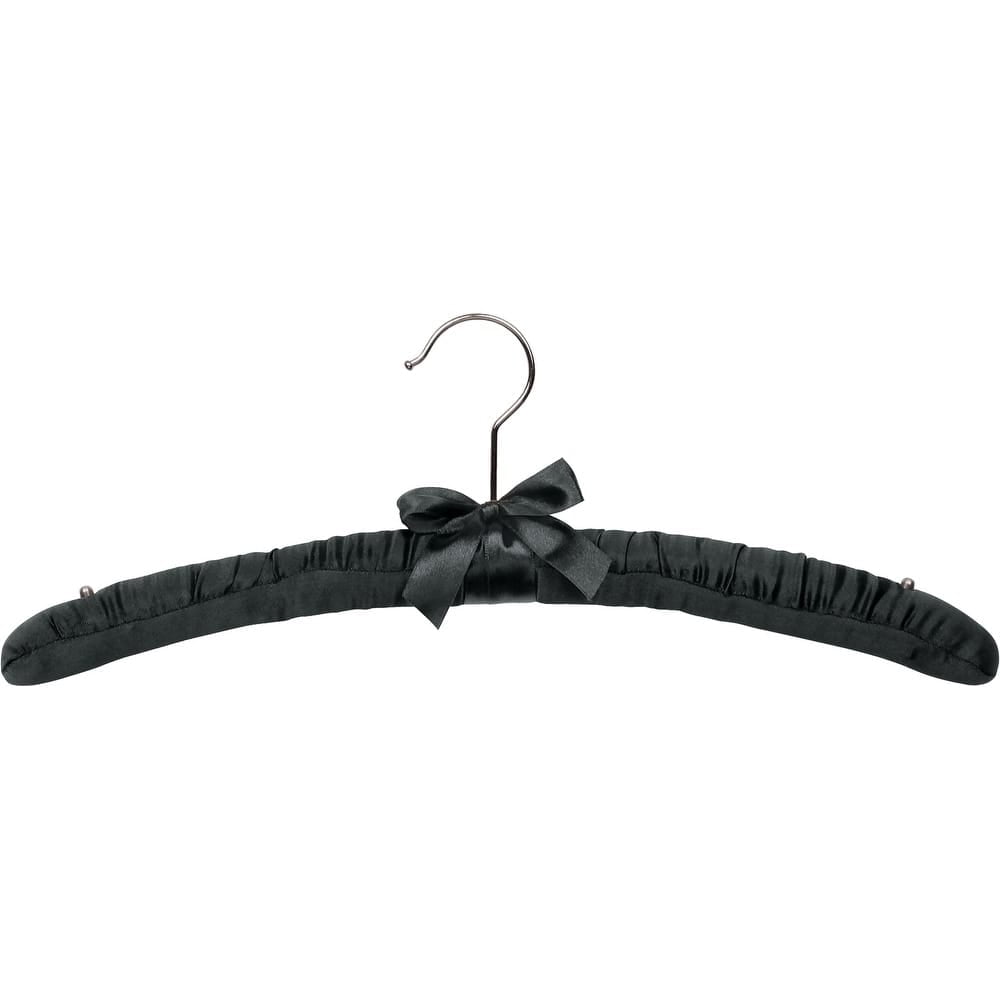 INTERNATIONAL HANGER Black Satin Padded Top Hanger with Studs, 10 Pack