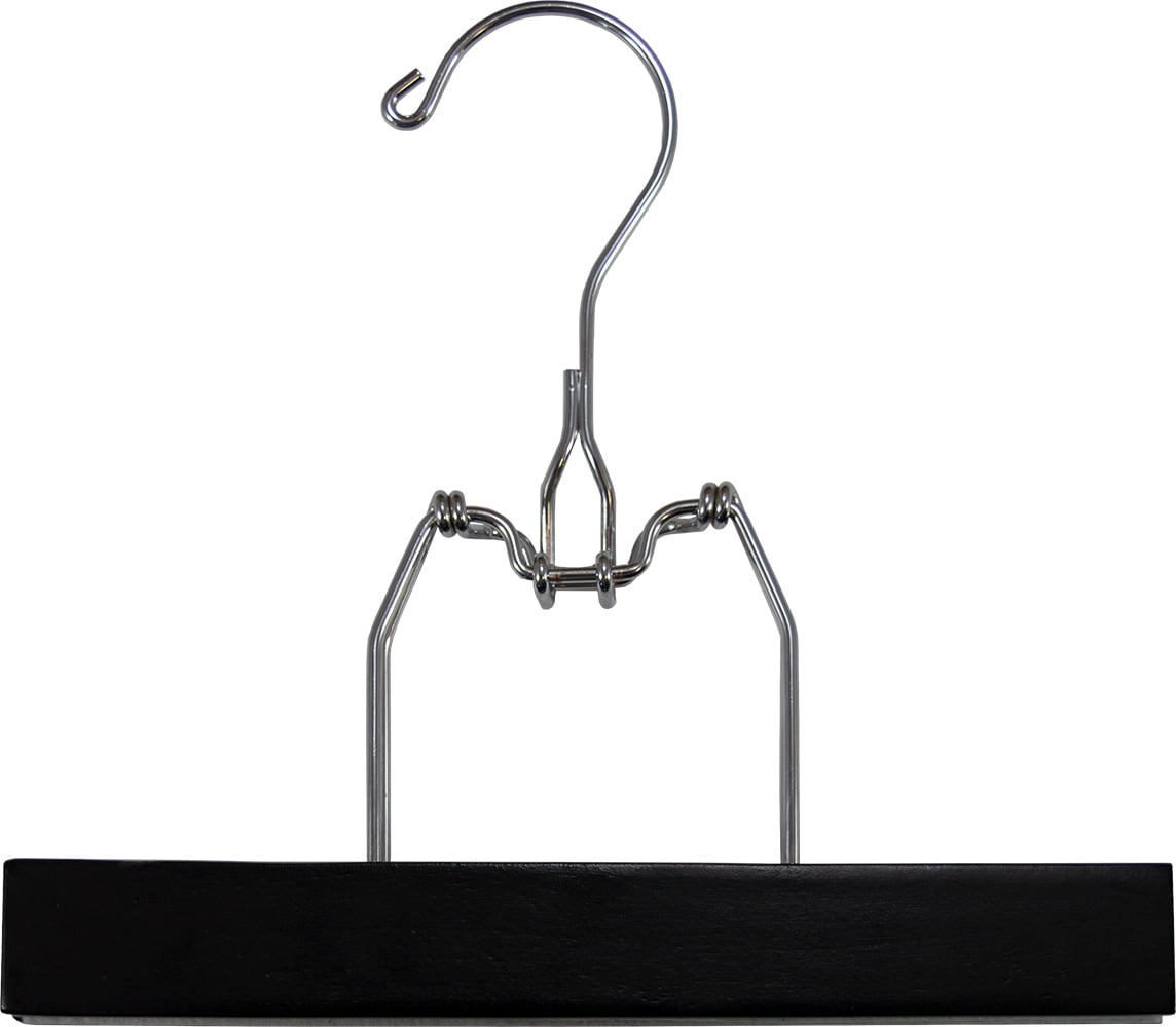 INTERNATIONAL HANGER Black Wood Clamp Hanger with Felt Lining and Snap Lock