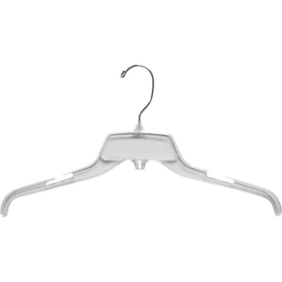 INTERNATIONAL HANGER Clear Plastic Top Hanger with Notches for Hanging Straps, 25 Pack
