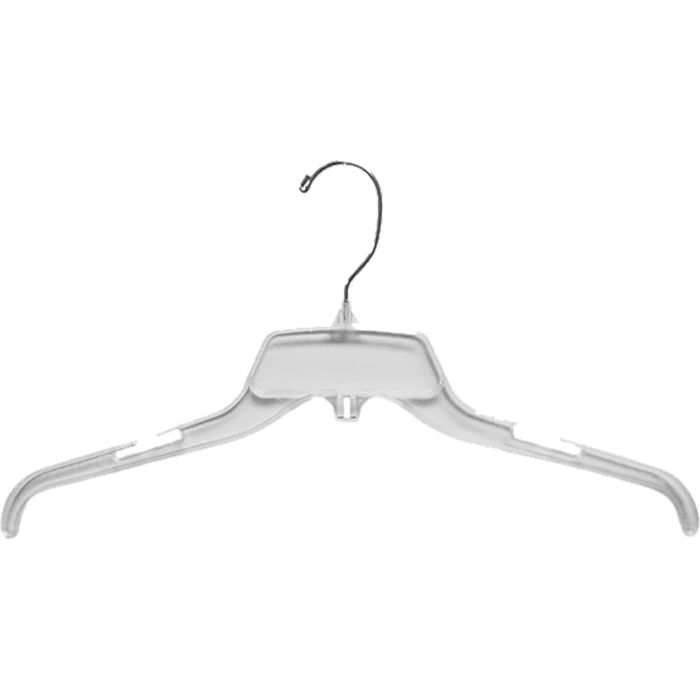 INTERNATIONAL HANGER Clear Plastic Top Hanger with Notches for Top Straps, 50 Pack