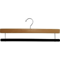 INTERNATIONAL HANGER Extra Long Natural Wood Pant Hanger with Flocked Non-Slip Bar, 10 Pack